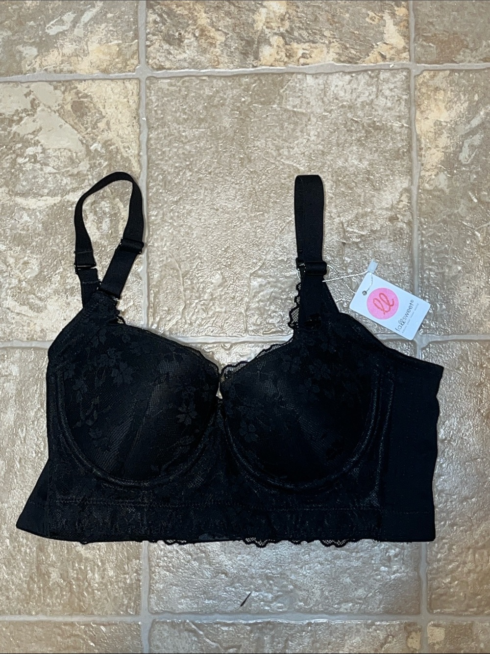 NWT Fallswett Longline Lace Bra in Black